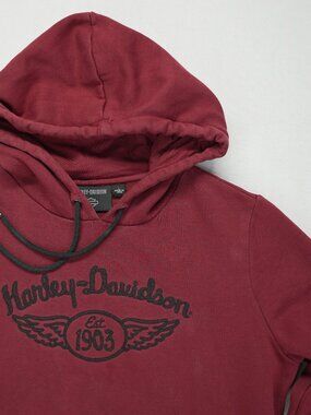 Harley Davidson Womens Pullover Hoodie L Embroidered Logo Red/ Black